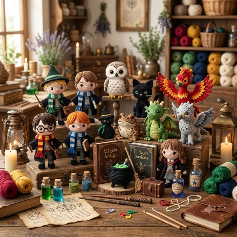 Cole&ccedil;&atilde;o inspirada em Harry Potter em amigurumi